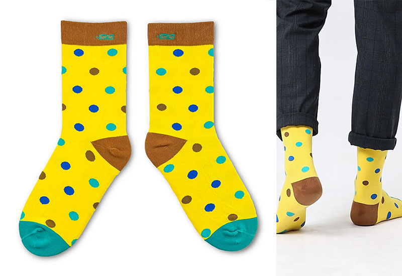 大圓點襪-黃 厚襪款(2種尺寸)